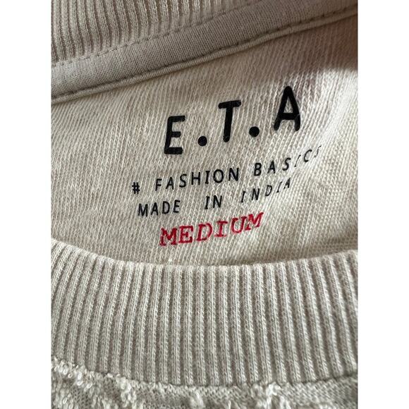 E.T.A. Textured Terry Cloth Off White Short Sleeve T Shirt size Medium - Picture 3 of 4